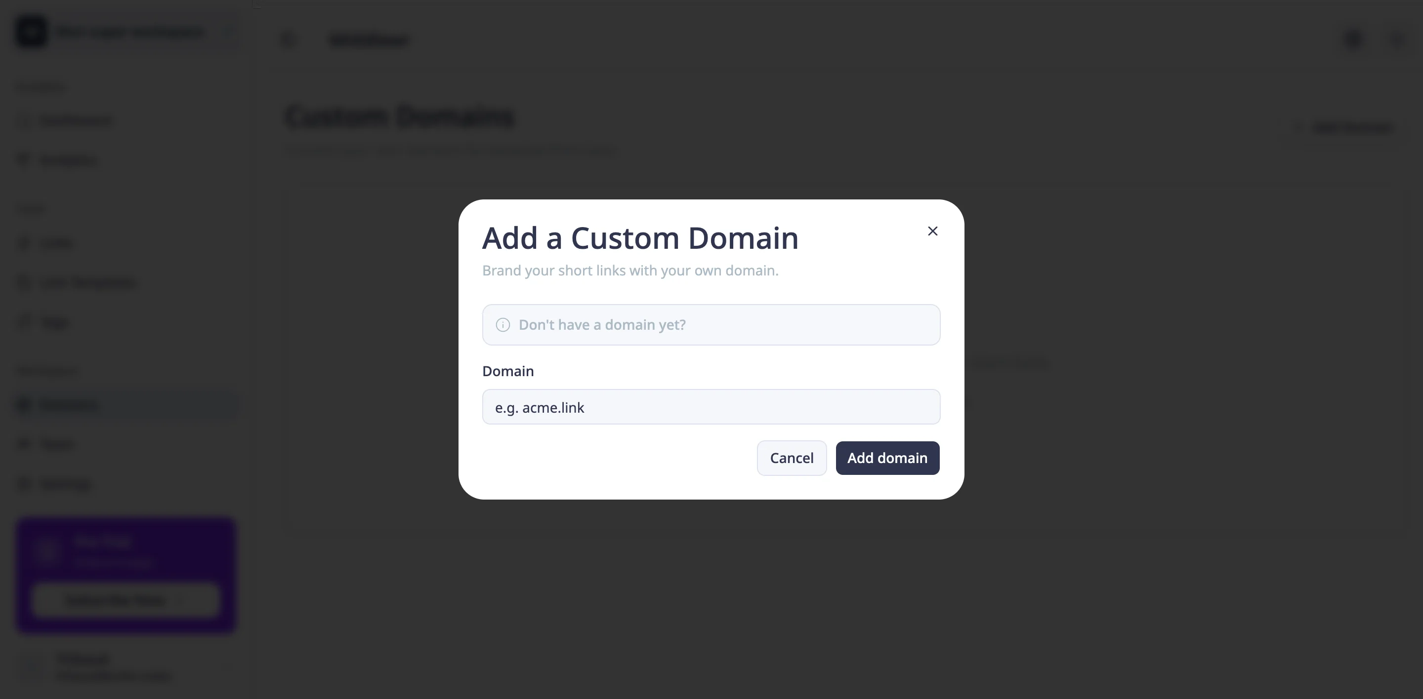 Add domain modal