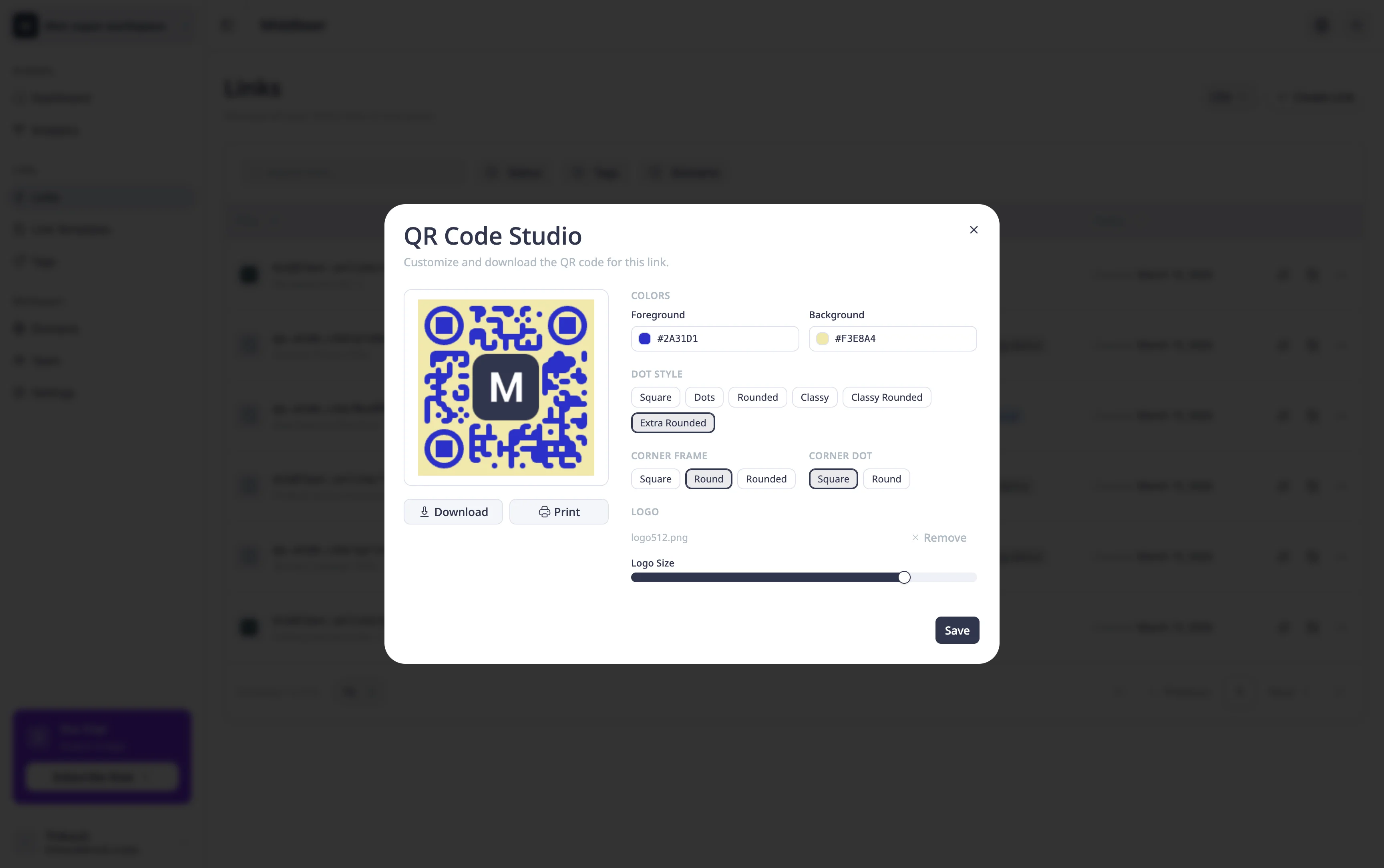 QR code customization in Middlewr